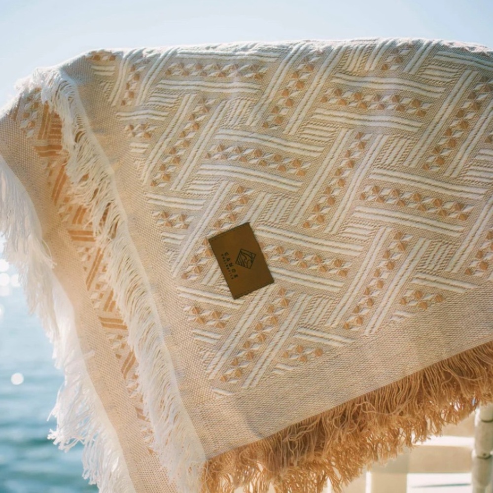 Canoe Collective Beach Blanket with leather carrier new with tags Nomad Blanket - Picture 12 of 13